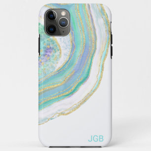 Case-Mate iPhone Case Cool Pastel Aqua et Agate pourpre avec Monogramme