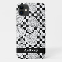 Cool Pizza Slices et Herbes Illustration À damiers