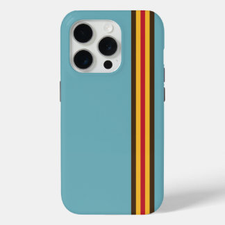 Coque iPhone 15 Pro Cool Retro les années 70 Bleu Brown Or Red Racing