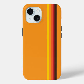 Coque Pour iPhone 15 Cool Retro les années 70 rayures orange jaune roug