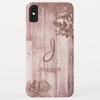 Cool Rose Gold Foil Rustique Floral Motif Monogram