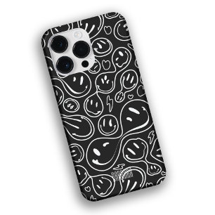 Coque Pour Pour iPhone 14 Pro Max Cool Sourire visage Melting Sourire Motif BW