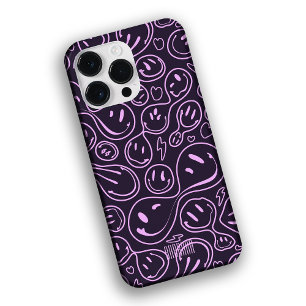 Coque Pour Pour iPhone 14 Pro Max Cool Sourire Visage Melting Sourire Motif Lavande