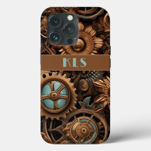 Case-Mate iPhone Case Cool Steampunk Brown & Turquoise Cogs & Fleurs