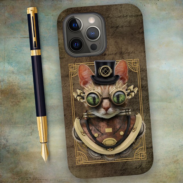 Coques Case-Mate iPhone Cool Steampunk Orange Tabby Chat (Créateur téléchargé)