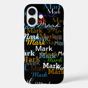 Coques iPhone 16 cool typographie couleur nom motif
