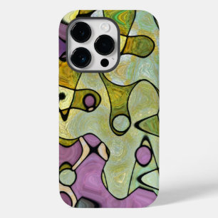 Coque Pour iPhone 14 Pro Cool violet jaune vert amusant cercles fous