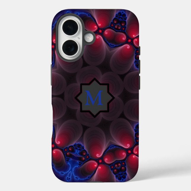 Coques Case-Mate iPhone Cool violet numérique Fractage Art Monogramme (Verso)