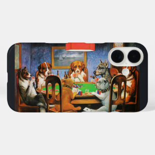 Coque Pour iPhone 16 Coolidge Classique Jeu de Poker pour Chien Art Vin
