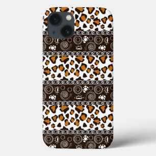 Etui iPhone 13 Copie africaine avec le motif de peau de guépard