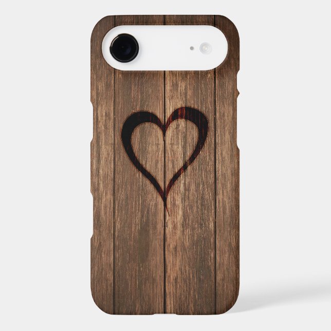 Coques Case-Mate iPhone Copie de coeur brûlée par bois rustique (Verso)