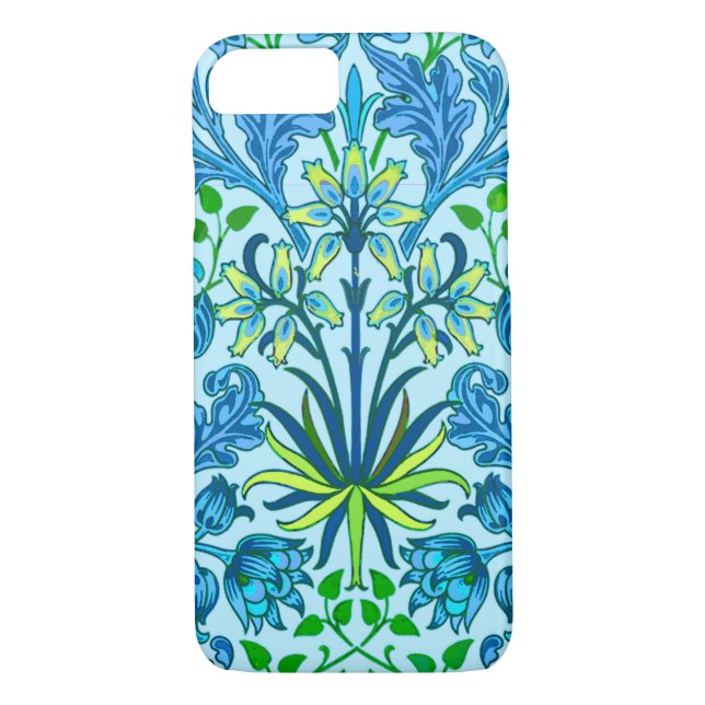 Coques Case-Mate iPhone Copie de jacinthe de William Morris, bleu Cerulean (Dos)
