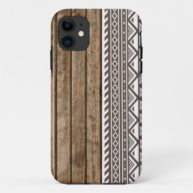 Coques Case-Mate iPhone Copie en bois aztèque de panneau (Dos)