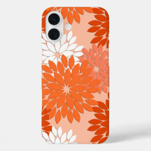 iPhone 16 Plus Case Copie florale moderne de kimono, orange de corail