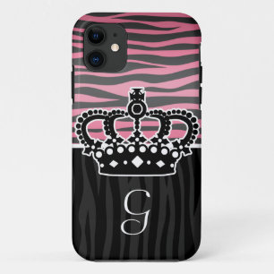 Coques Pour iPhone Copie rose et noire de princesse Girly de zèbre