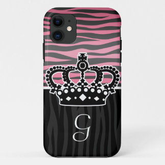 Coques Pour iPhone Copie rose et noire de princesse Girly de zèbre
