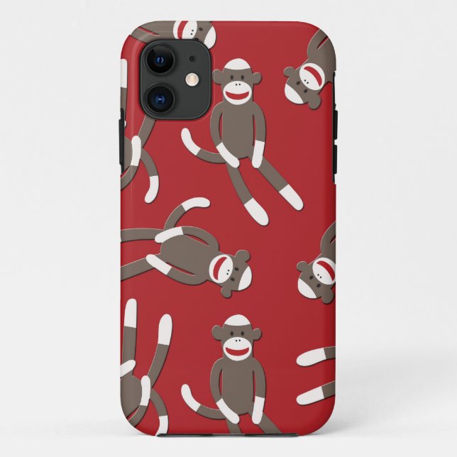 Coques Case-Mate iPhone Copie rouge de singe de chaussette (Dos)