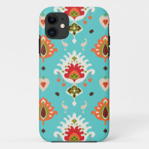Coque Case-Mate Pour iPhone Copie tribale d'ikat de turquoise vibrante chic