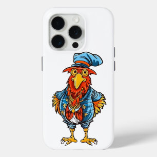 Coque iPhone 15 Pro Coq de dessin animé drôle et autoritaire
