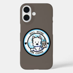 Coque Pour iPhone 16 Coque-coque iphone KiniArt Coffee Westie