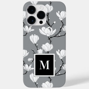 Coque Pour Pour iPhone 14 Pro Max Coque-Mat à fleurs de Magnolia de Gris Ultime