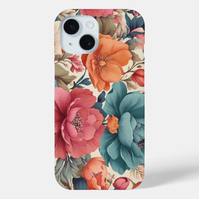 Coques Case-Mate iPhone Coque-Mate, Apple iPhone 15, Florals motif (Verso)