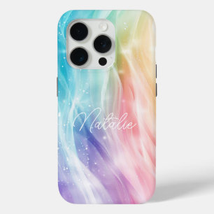 Coque iPhone 15 Pro Coque-Mate de script élégant de couleur pastel