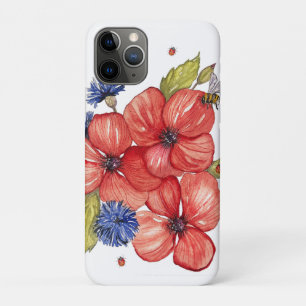 Case-Mate iPhone Case Coquelicot rouge et bleuet aquarelle