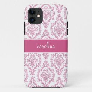 coques iphone damassés élégants (rose)