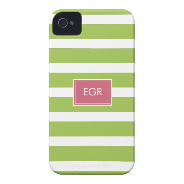 Coques Case-Mate iPhone coques iphone Monogrammes (vert/rose) (Dos)