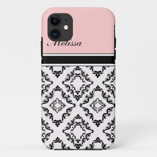 Coques Case-Mate iPhone Coques iphone roses de monogramme (Dos)