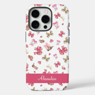 Coques iPhone 16 Pro Coquette fille rose mignonne Personnaliser