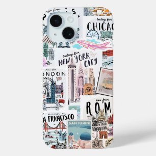 Coque Pour iPhone 15 Coquette Girl Preppy Collage, Dossier téléphonique
