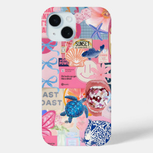 Coque Pour iPhone 15 Coquette Girl Preppy Collage, Dossier téléphonique