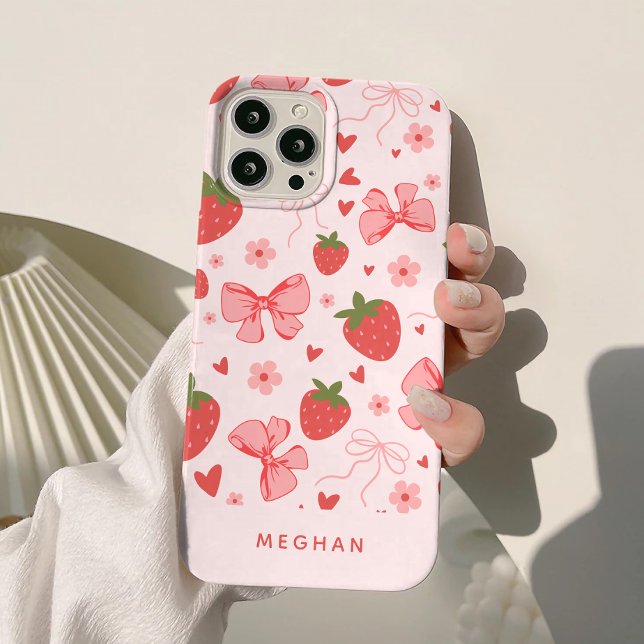 Coques Case-Mate iPhone Coquette mignonne Fraises et vaches roses Personna (Créateur téléchargé)