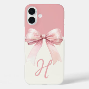Coques iPhone 16 Plus Coquette Monogram Rose Bow