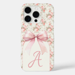 Coques iPhone 16 Pro Coquette Monogram Rose Bow