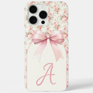 Coques iPhone 16 Pro Max Coquette Monogram Rose Bow