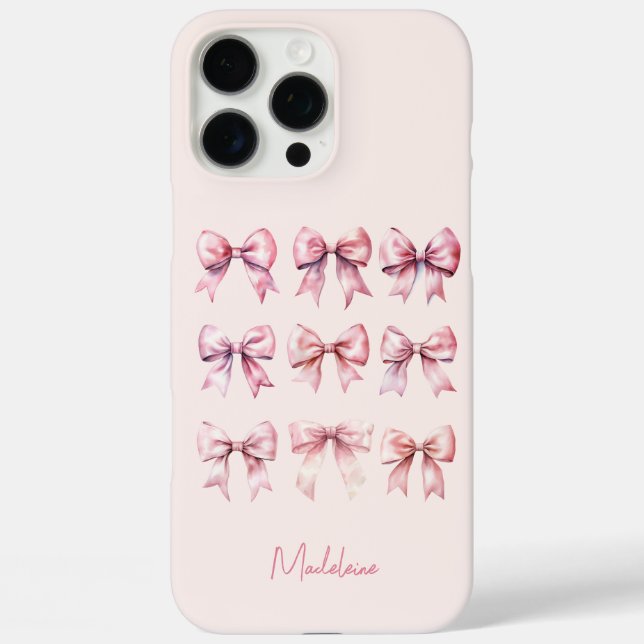 Coques Case-Mate iPhone Coquette rose Bow Nom personnalisé (Verso)