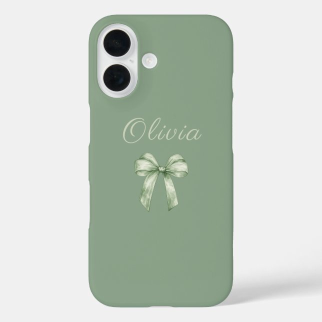 Coques Case-Mate iPhone Coquette Sage Green Bow Initial (Verso)