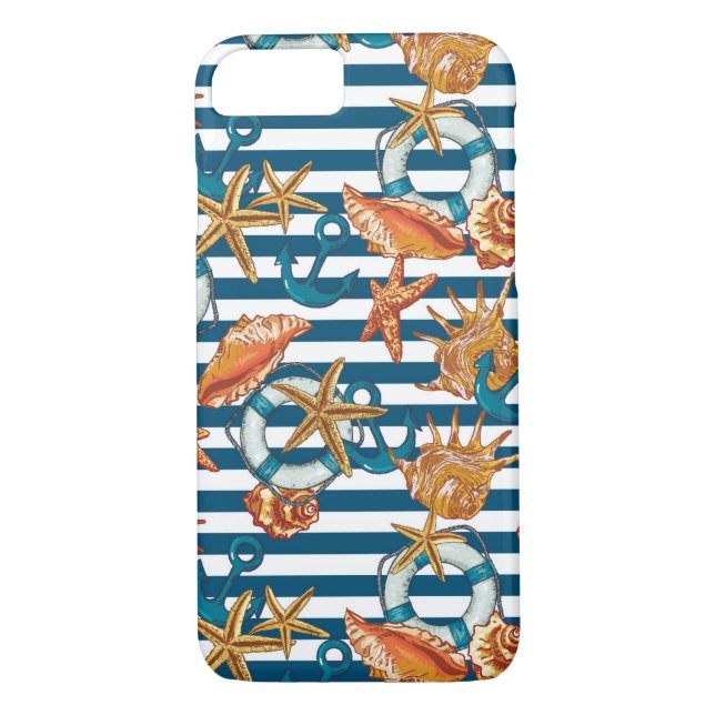 Coques Case-Mate iPhone Coquillages Et Motif De Ancre (Dos)