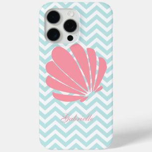 Coque iPhone 15 Pro Max Coquille de Motif à la menthe blanche et au zigzag