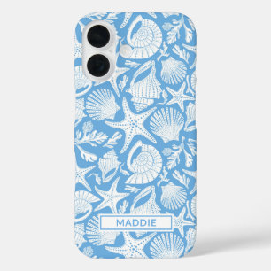 Coque Pour iPhone 16 Coquilles Bleues Personnalisées
