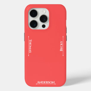 Coque iPhone 15 Pro Corail à deux tons Rouge Rose Blanc Trois Textes