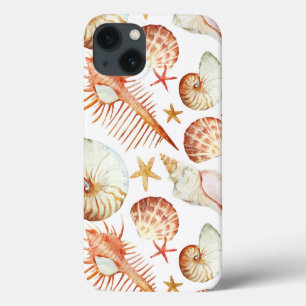 Etui iPhone 13 Corail Avec Coquillages Et Crabes Motif