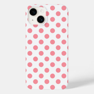 Coque Pour iPhone 14 Corail et pois blancs