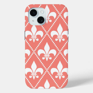Coque Pour iPhone 15 Corail Fleur de Lis