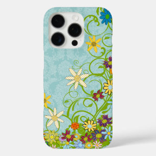 Coques iPhone 16 Pro Corail floral Jaune violet rouge Damas