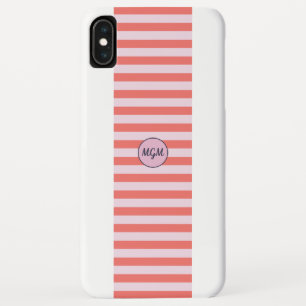 Case-Mate iPhone Case Corail moderne Monogramme rayé rouge et rose