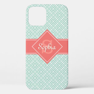 Case-Mate iPhone Case Corail monogramme et Motif diamant de menthe